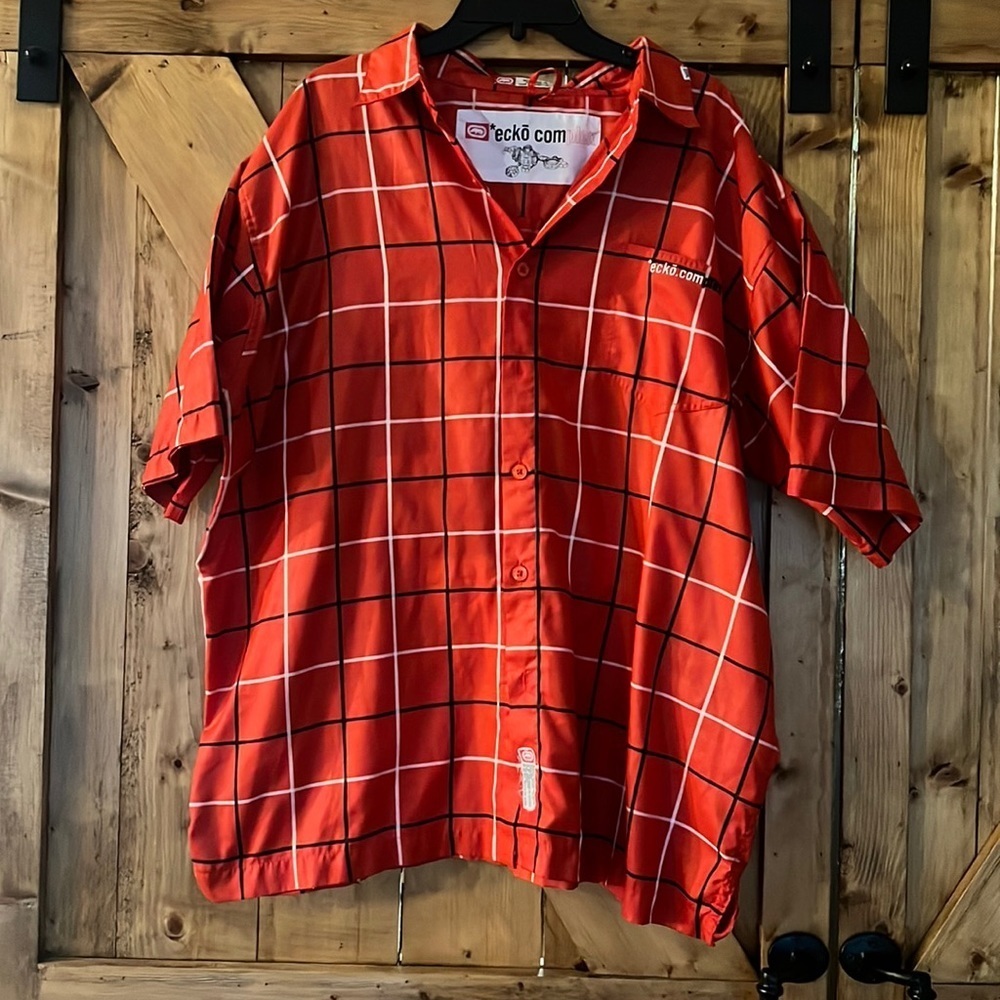 Echo Complex Red/Black/White Pattern Button Down … - image 1